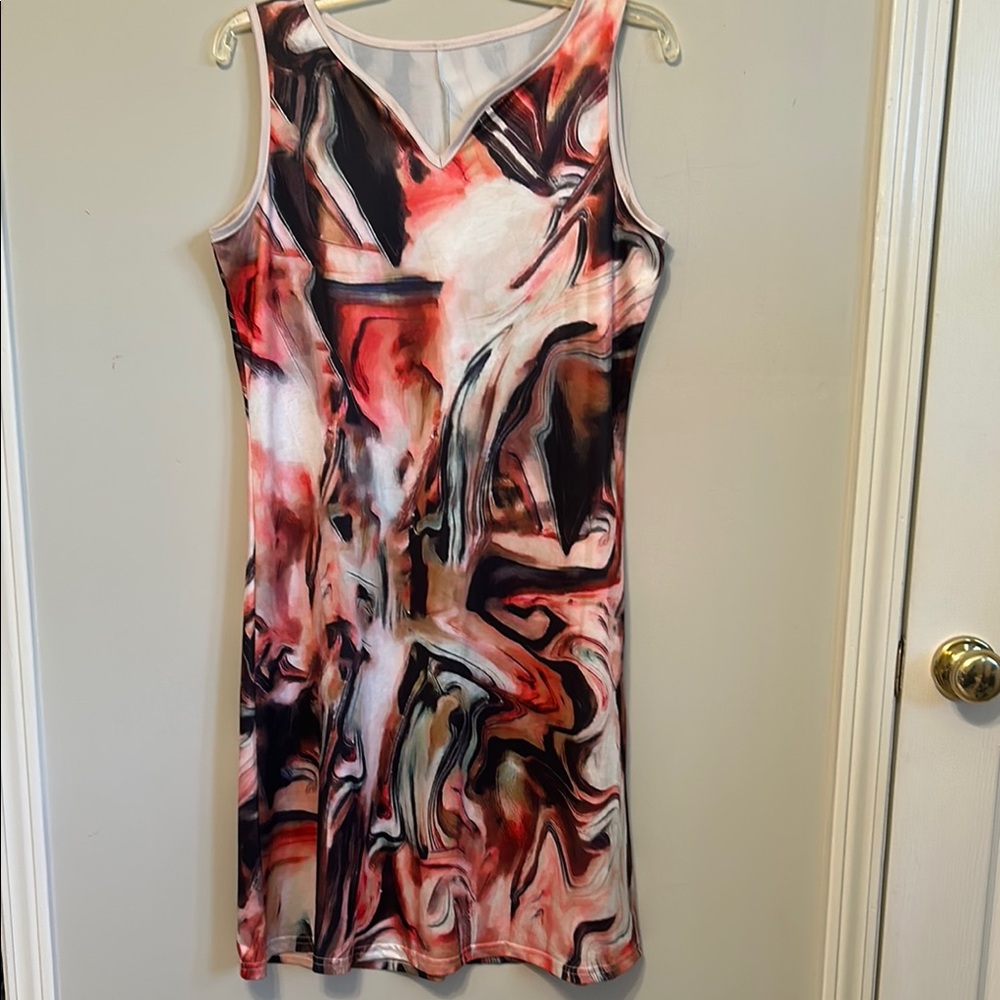 SHEIN Multi colored Sleeveless V-Neck Sheath Dress